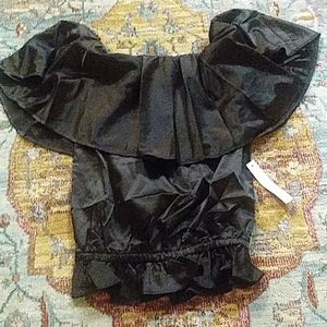 ⭐Rachel lym black ruffle swim cover top nwt xs